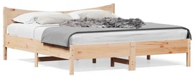3216357 vidaXL Cadru pat cu tăblie 200x200 cm, lemn masiv de pin