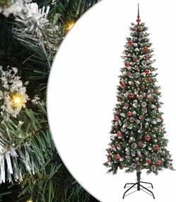 vidaXL Brad de Crăciun artificial Verde 210 cm PVC și Plastic și Oțel