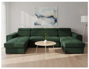 Rozk. canapea colț universal în U cu spațiu depozitare SALVADA verde