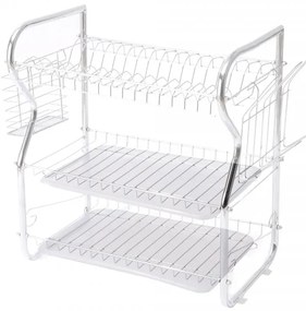 Resigilat: Uscator de vase Rosberg R53000O, 3 nivele, Tavi detasabile, Suporturi pahare si ustensile, Crom