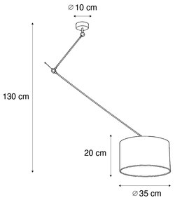 Lampă suspendată neagră cu abajur de catifea gri-maroniu 35cm - Blitz