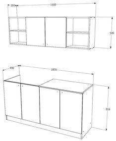 Set haaus Sena, Stejar Bronz/Alb, L 160 cm