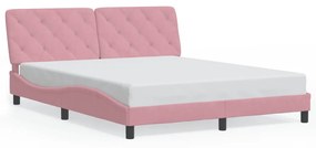 3213866 vidaXL Cadru de pat cu lumini LED, roz, 160x200 cm, catifea