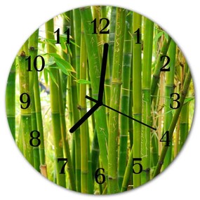 Ceas de perete din sticla rotund Bamboo Plante Flori și plante verzi