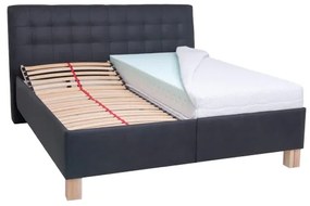 Pat tapițat VIOLET, 180 x 200 cm, cu saltea inclusă și spațiu de depozitare, antracit