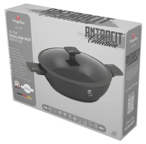 Cratiță cu capac 30 cm, 4.5L – Berlinger Haus Anthracite Collection BH 8129, cu strat antiaderent titan, design modern, gri antracit