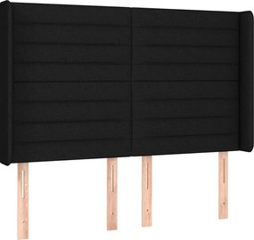 vidaXL Tăblie de pat cu aripioare, negru, 147x16x118/128 cm, textil