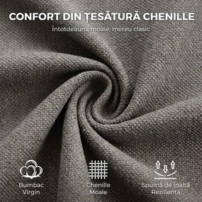 HOMCOM Scaun de Birou Rotativ din Chenille cu înălțime Reglabilă, Gri | Aosom Romania