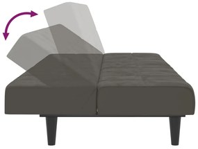 Canapea extensibila cu 2 locuri, gri inchis, catifea Morke gra, Fara suport de picioare
