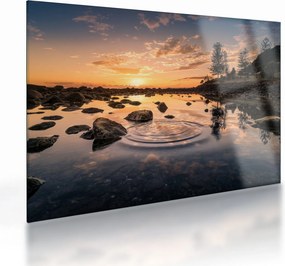 Tablou pe sticlă - Suprafața apei la apus de soare (70x50 cm)