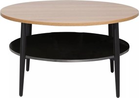 Masuta cafea ELLA A, stejar/negru mat, PAL/metal, 80x45 cm