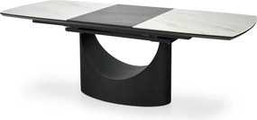 Masa extensibila OSMAN, alb efect marmura/negru, ceramica/metal, 160/2