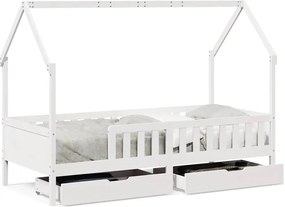 vidaXL Cadru de pat pentru copii cu sertare, 90x190 cm, lemn masiv pin