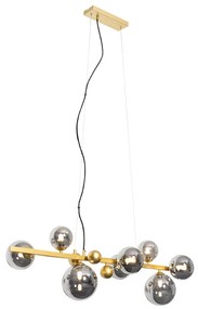Lampă suspendată Art Deco aurie cu sticlă fumurie cu 8 lumini - David