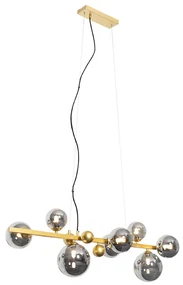 Lampă suspendată Art Deco aurie cu sticlă fumurie cu 8 lumini - David