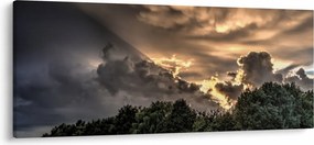 Tablou cu nori și pădure (120x50 cm)