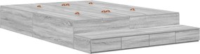 vidaXL Cadru de pat cu depozitare Gri Sonoma 150 cm Lemn compozit