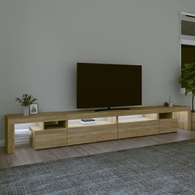 Comoda TV cu lumini LED, stejar sonoma, 290x36,5x40 cm 1, Stejar sonoma, 290 x 36.5 x 40 cm