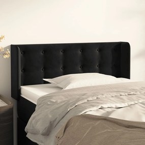 Tablie de pat cu aripioare negru 83x16x78 88 cm catifea 1, Negru, 83 x 16 x 78 88 cm