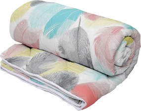 Set Alcam, Peacock, 2 perne microfibra 50x70 cm si pilota matlasata 180x200 cm