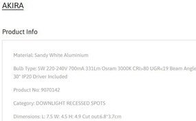 Spot LED incastrabil tavan fals / plafon AKIRA 5W