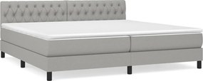 vidaXL Pat box spring cu saltea, gri deschis, 200x200 cm, textil