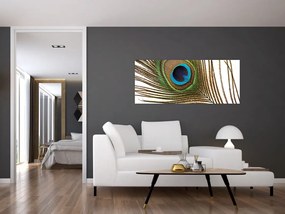 Tablou cu pene de păun (120x50 cm)