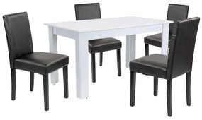 Set de masă Leon 4+1 alb-negru