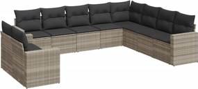 vidaXL Set canapele de grădină cu perne 10 piese gri deschis poliratan
