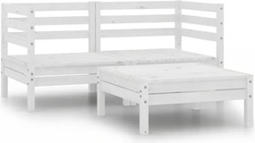 vidaXL Set mobilier de grădină, 3 piese, alb, lemn masiv de pin