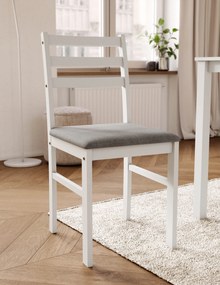 MAZZONI EXPORT Set TORINO masă + 4 scaune Alb/Gri deschis (material Sawana 21) - SET DE LEMN PENTRU BUCĂTĂRIE/SUFRAGERIE