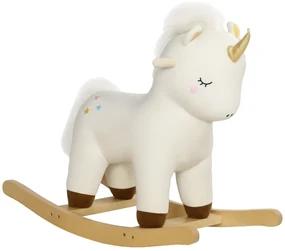 AIYAPLAY Cal Balansoar pentru Copii 2-4 Ani în Formă de Unicorn cu Sunete și Înveliș Moale, 63x33x56 cm, Alb | Aosom Romania