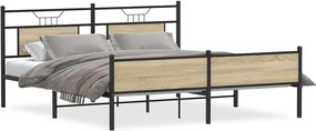 vidaXL Cadru de pat metalic fără saltea, stejar sonoma, 160x200 cm