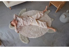 Covor pentru copii bej lavabil/țesut manual din bumbac 110x130 cm Sea Turtle – Lorena Canals