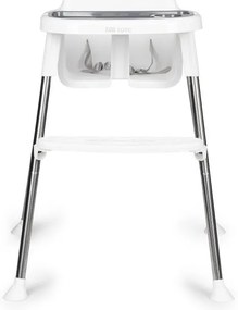 Scaun de hrănire 2 în 1 cu tavă și centuri alb