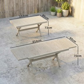 Outsunny Masă Extensibilă de Grădină pentru 8-10 Persoane, din Aluminiu și Oțel, 154/214x85x73 cm, Gri | Aosom Romania