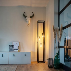 Lampă de podea industrială neagră cu 3 lumini - Big Cage