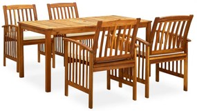 3058086 vidaXL Set mobilier de grădină cu perne, 5 piese, lemn masiv acacia