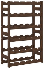 vidaXL Suport sticle de vin, 30 sticle, maro, lemn masiv de pin
