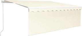 vidaXL Copertină retractabilă manual cu stor & LED, crem, 4x3 m