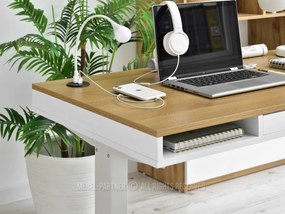 Masă PC Osto 120 (stejar alb + alb). 1109813
