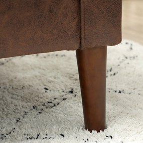 HOMCOM Divan cu 2 Locuri în Material Textil Efect Piele și Picioare din Lemn Maro | Aosom Romania
