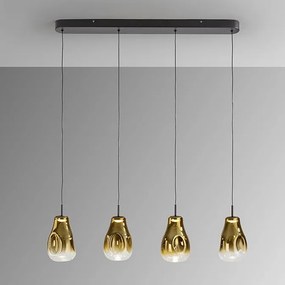 Lustra cu 4 pendule LED design modern Aledis negru/ auriu
