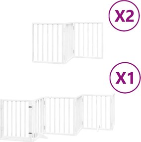 vidaXL Poartă câini pliabilă cu ușă 12 panouri, alb, 600 cm, lemn plop