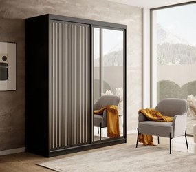 Dulap cu usi glisante 160x205 cm, Delia, ADRK Furniture (Culoare: Negru)