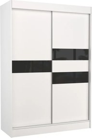 Dulap cu usi glisante 150x215 cm, Batia, ADRK Furniture (Culoare: Alb / Gri Lacobel)