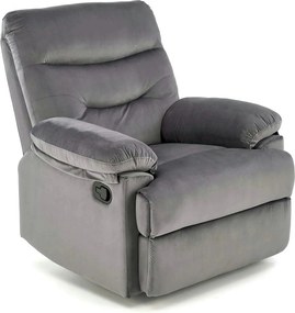 Fotoliu cu recliner DRAGER, gri/negru, stofa catifelata/metal, 88x90/1