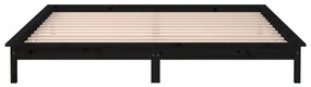 Cadru de pat cu LED mic dublu 4FT negru 120x190 cm lemn masiv Negru, 120 x 190 cm