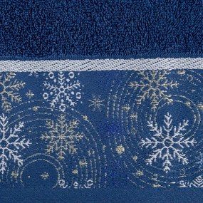 Prosop albastru din bumbac cu broderie de Crăciun Lăţime: 70 cm | Lungime: 140 cm