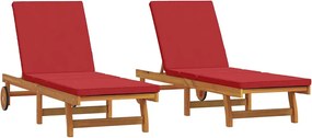 vidaXL Șezlong 2-persoană 2 pcs Maro Lemn Solid de Acacia